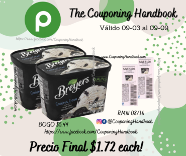 Ice Cream Breyers a $1.72 en Publix