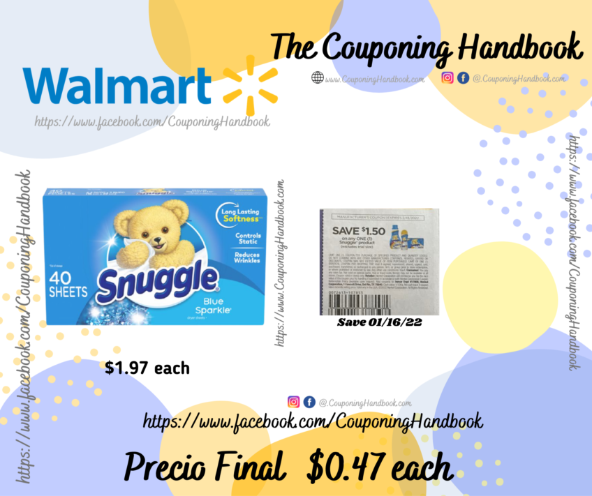 Snuggle Fabric Softener Dryer Sheets, Blue Sparkle, 40 Count a $0.47