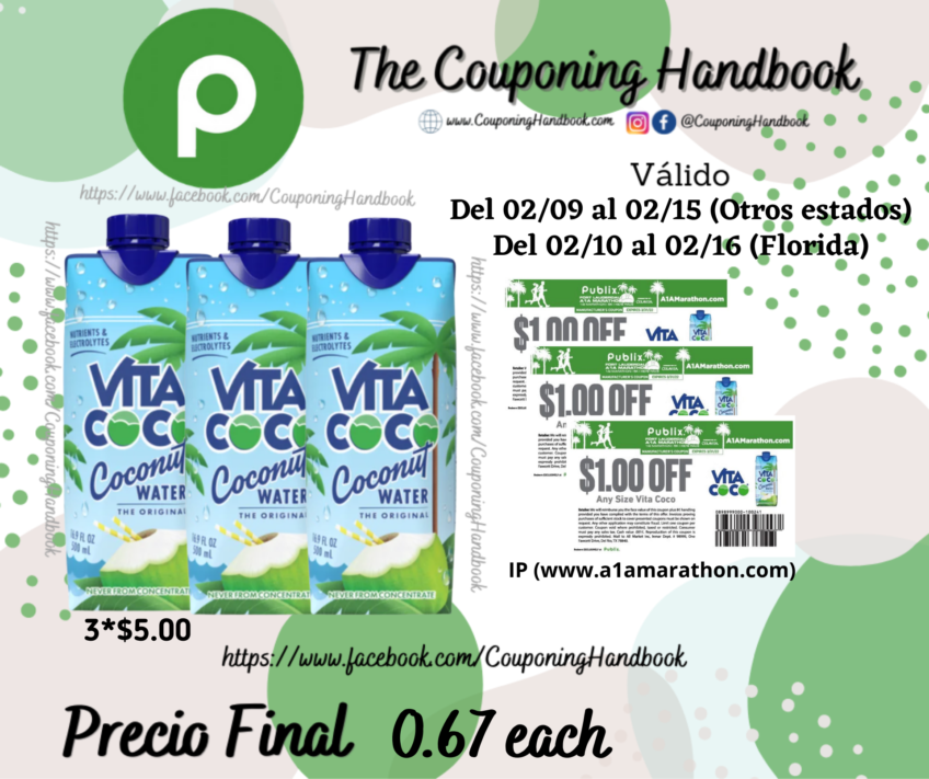 Vita Coco Coconut Water, Pure a $0.67