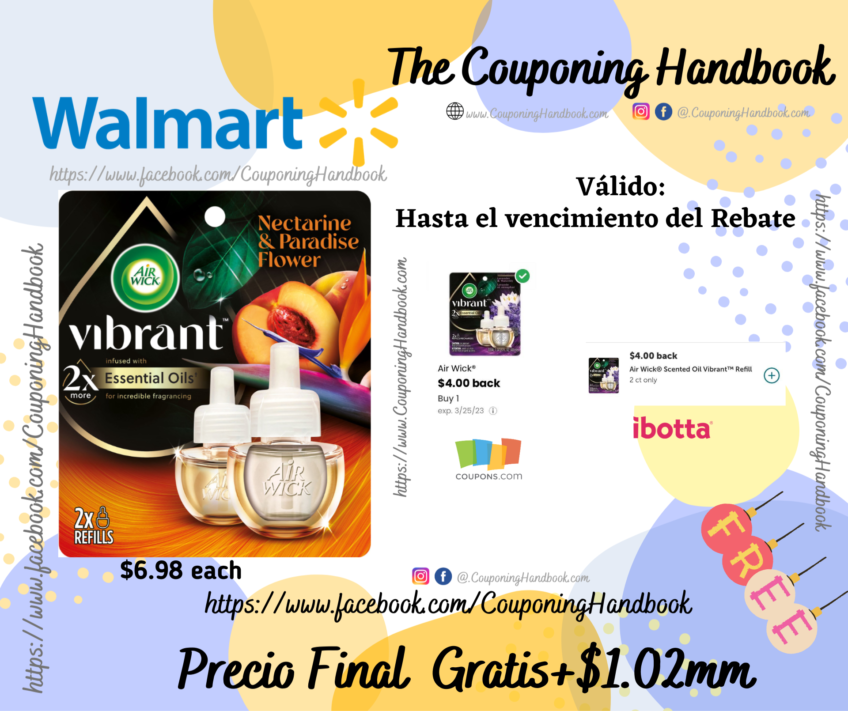 Air Wick Vibrant Plug in Scented Oil Refill, 2ct, Air Freshener, Essential Oils Gratis