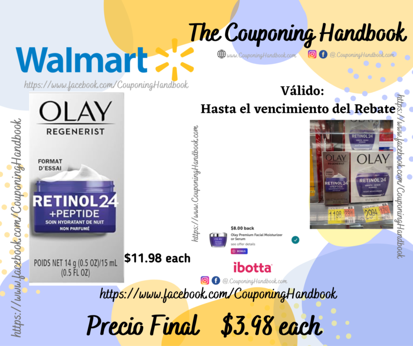 Olay Regenerist Retinol 24 + Peptide Night Face Moisturizer, Fragrance-Free, Trial Size 0.5 oz por $3.98