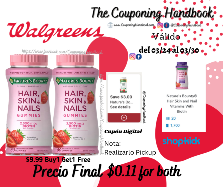 02 Nature’s Bounty Optimal Solutions Hair, Skin & Nails Gummies with Biotin80.0ea Gratis