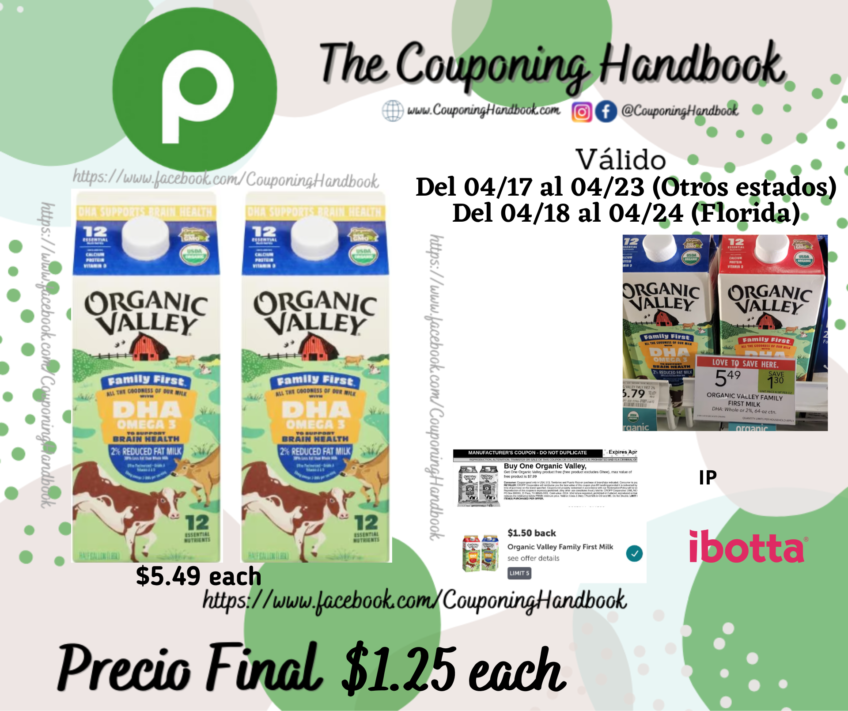 Organic Valley Family First Milk, 2% Reduced Fat por $1.25
