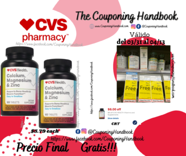 02 CVS Health Calcium, Magnesium & Zinc Tablets, 100 CT Gratis