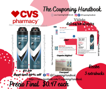 Degree Antiperspirant & Deodorant Dry Spray por $0.47