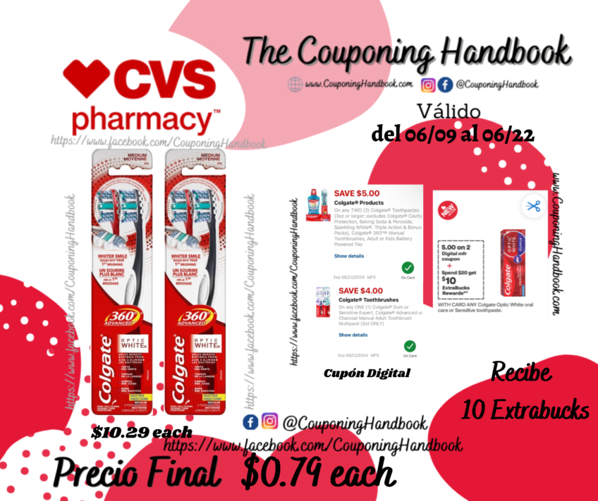 Colgate 360 Advanced Optic White Toothbrush, Medium Bristle por $0.79