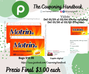 Motrin Ibuprofen, 200 mg, Coated Caplets por $3.00