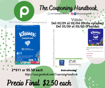 Kleenex Trusted Care Tissues, 2-Ply 4 – 160 tissue por $2.50