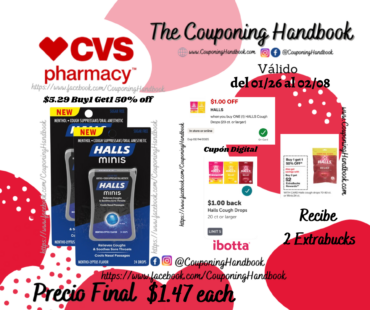 Halls Sugar Free Minis Cough Drops por $1.47