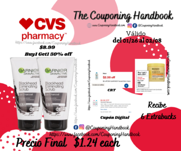 Garnier SkinActive Charcoal Blackhead Acne Treatment Scrub, 5 OZ por $1.24