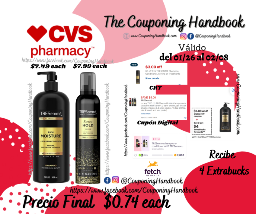 Productos TRESemme por $0.74