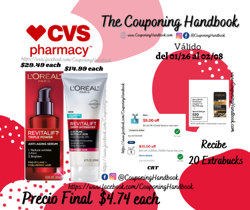 Productos de L’Oreal Paris Revitalift por $4.74