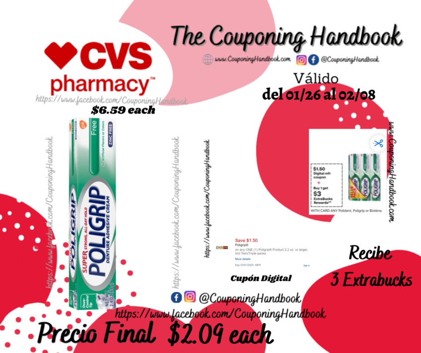 Super Poligrip Denture Adhesive Cream por $2.09