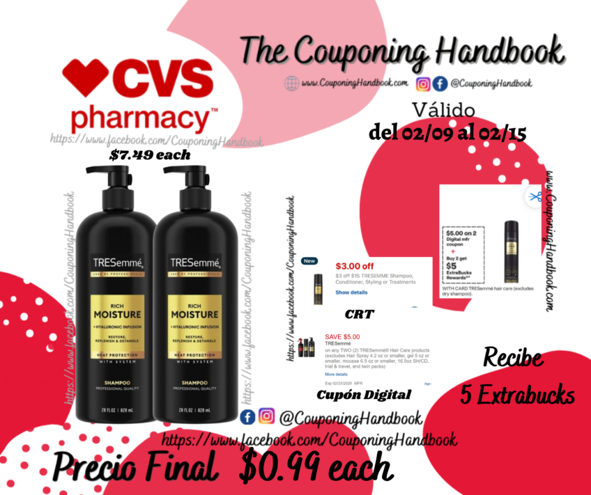 TRESemme Rich Moisture Shampoo, 28 OZ por $0.99