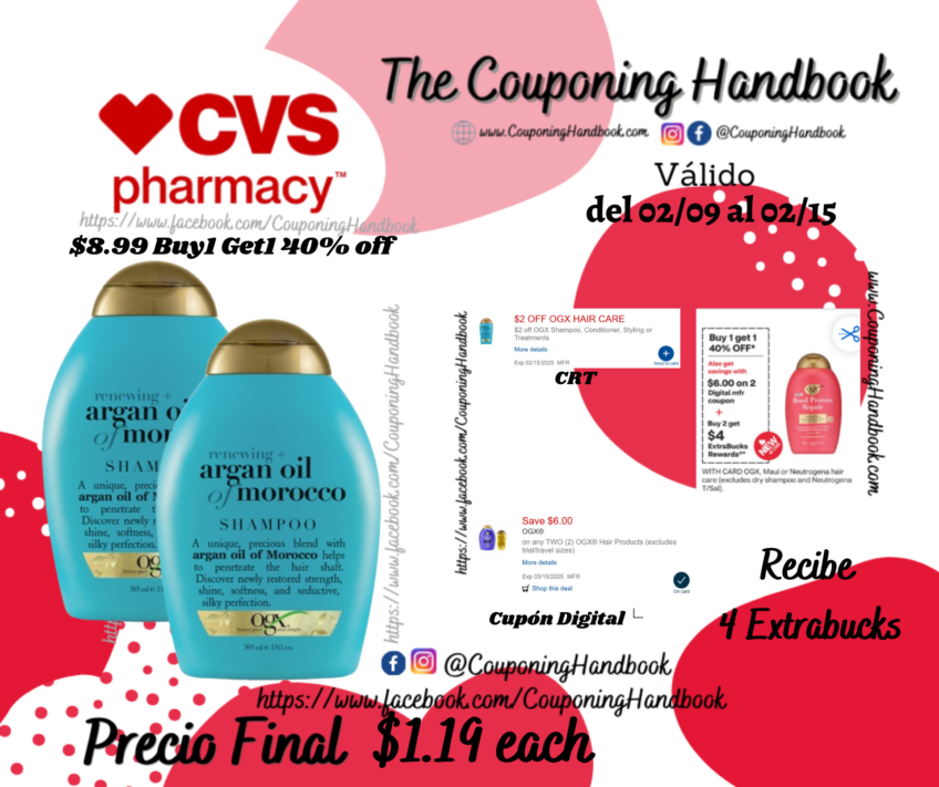 OGX Renewing Argan Oil of Morocco Shampoo or conditioner por $1.19