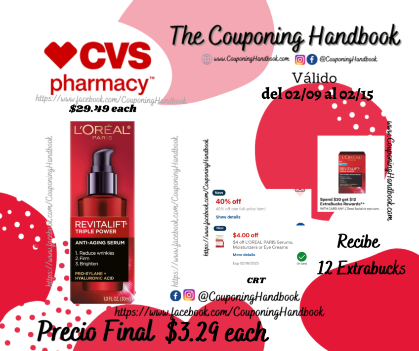 L’Oreal Paris Revitalift Triple Power Concentrated Serum Treatment, 1 OZ por $3.29