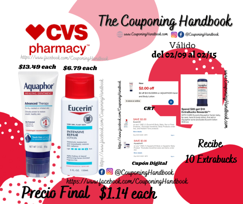 Productos Eucerin y Aquafor por $1.14