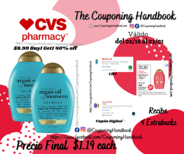 OGX Renewing Argan Oil of Morocco Shampoo or conditioner por $1.19