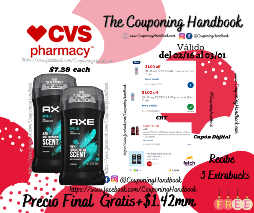 02 AXE Antiperspirant Stick, 2.7 OZ Gratis