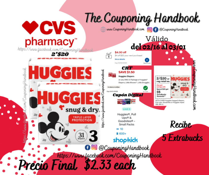 Huggies Snug & Dry Diapers por $2.33
