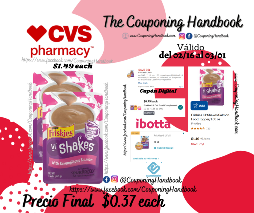 Friskies Lil’ Shakes Salmon Food Topper, 1.55 oz por $0.37