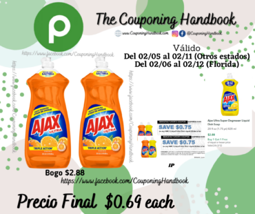 Ajax Ultra Triple Action Liquid Dish Soap por $0.69
