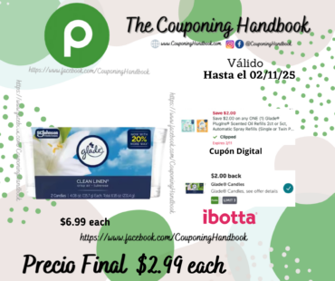 Glade Single Wick Candles, Clean Linen 2 Coun por $2.99