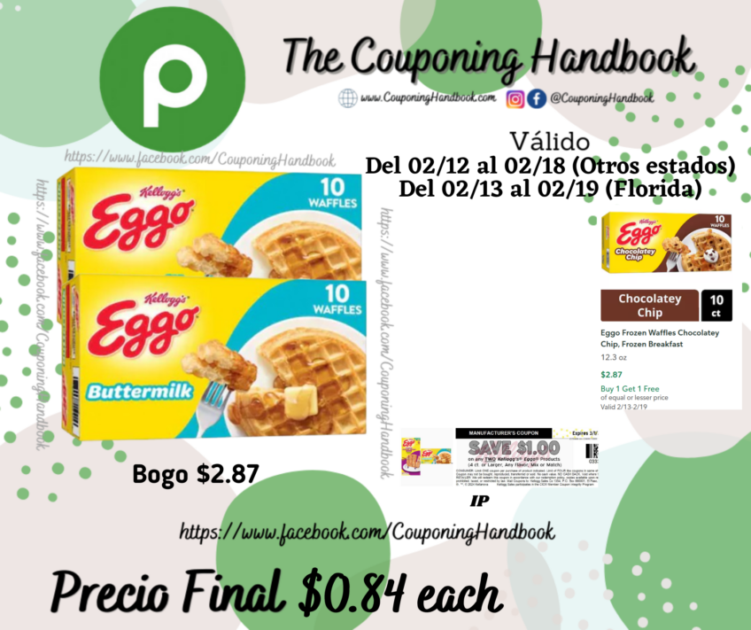 Eggo Frozen Waffles Buttermilk, Frozen Breakfast 12.3 oz por $0.84