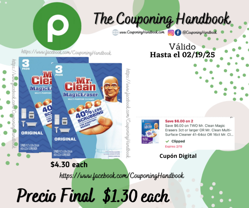 Mr. Clean Magic Eraser, 3ct por $1.30