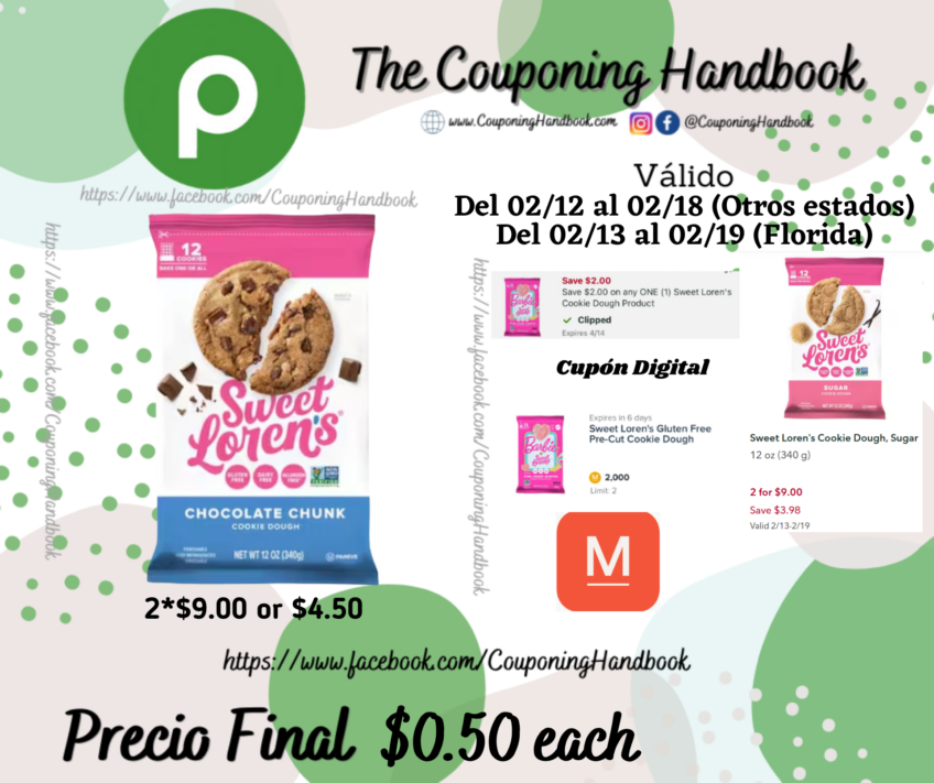 Sweet Loren’s Cookie Dough, Chocolate Chunk por $0.50