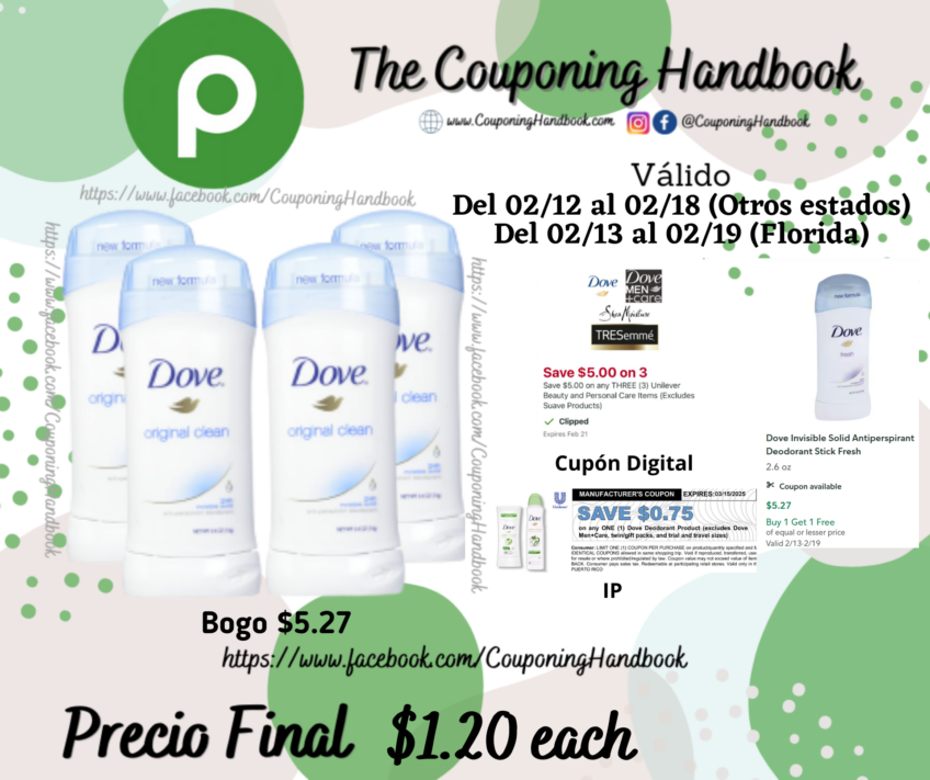 Dove Invisible Solid Antiperspirant Deodorant Stick Powder por $1.20