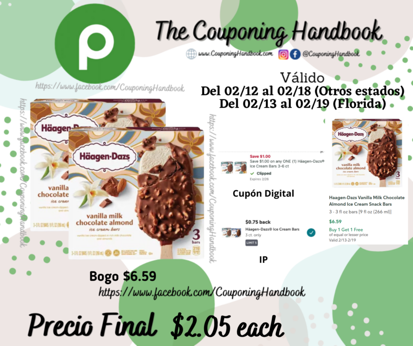 Haagen-Dazs Vanilla Milk Chocolate Almond Ice Cream Snack Bars por $2.05