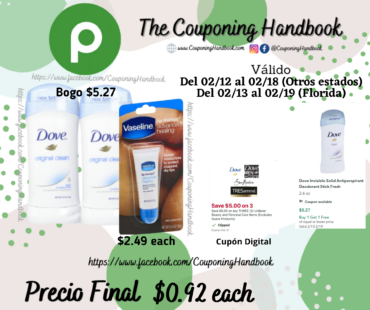Productos Dove Deodorant y Vaseline por $0.92