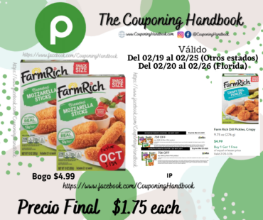 Farm Rich Mozzarella Sticks, Breaded, Snack Size por $1.75