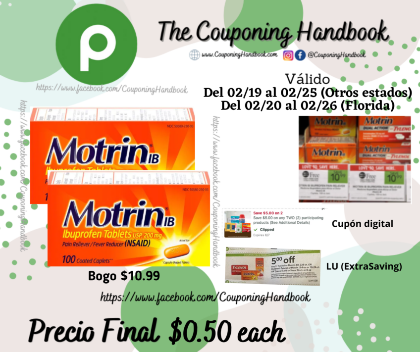 Motrin Ibuprofen, 200 mg, Coated Caplets por $0.50