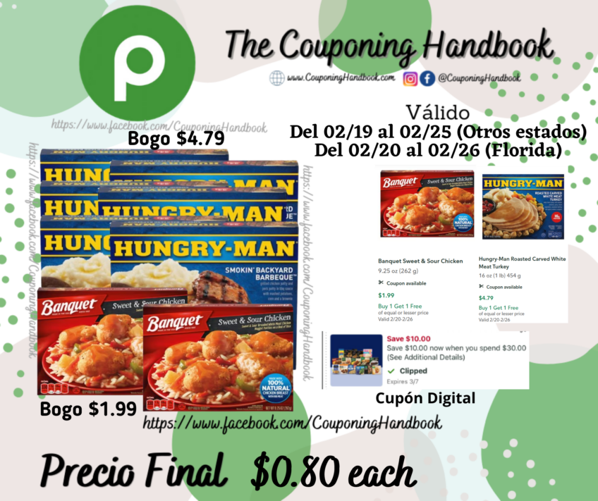 Hungry-Man Smokin’ Backyard Barbeque y Banquet Sweet & Sour Chicken por $0.80