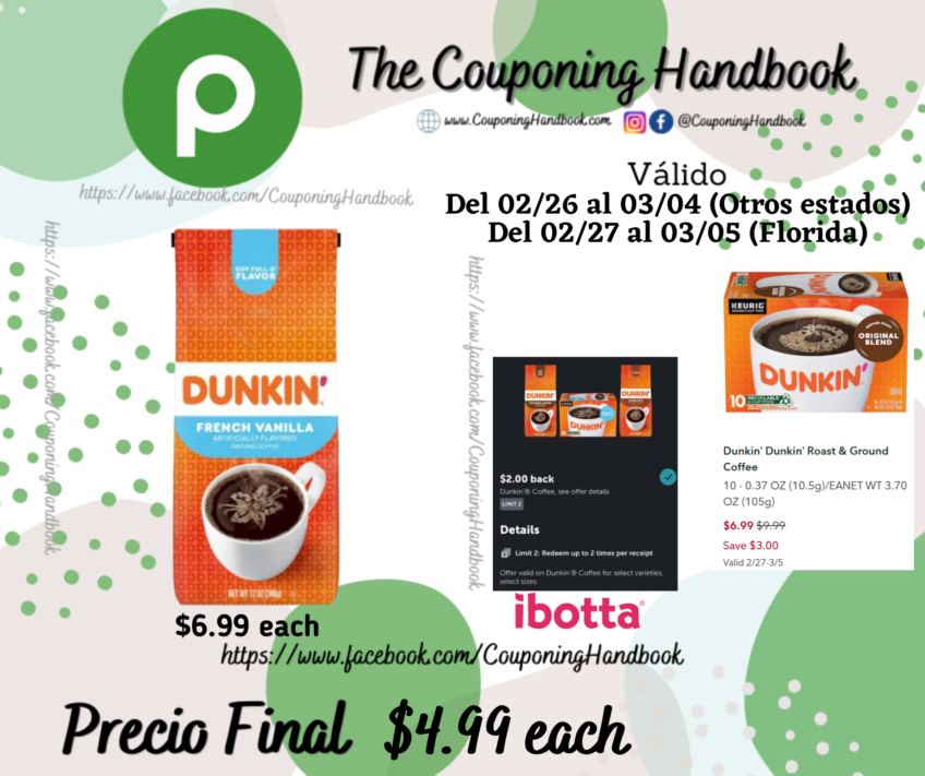 Dunkin’ Dunkin’ Roast & Ground Coffee por $4.99