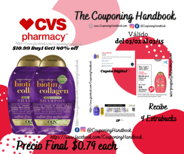 OGX Extra Strength Thick & Full + Biotin & Collagen Shampoo, 13 OZ por $0.79