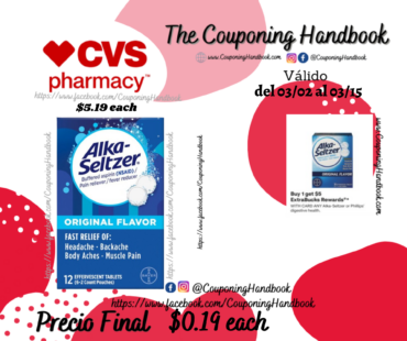 Alka-Seltzer Original Effervescent Tablets, 12 Count por $0.19