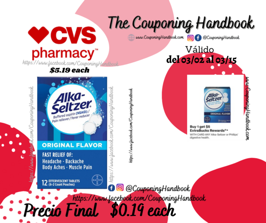 Alka-Seltzer Original Effervescent Tablets, 12 Count por $0.19