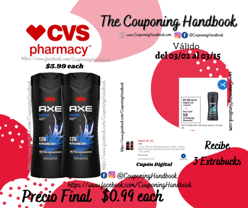 AXE Body Wash for Men, 16 OZ por $0.99