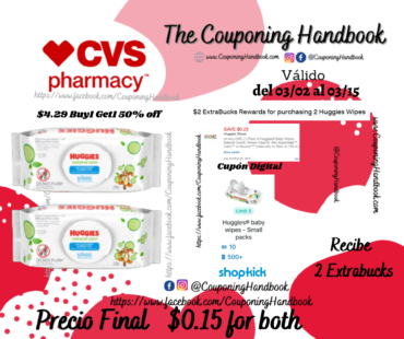 02 Huggies Natural Care Refreshing Baby Wipes por $0.15