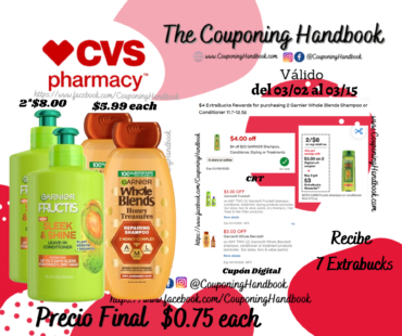 Productos Garnier shampoo or conditioner por $0.75