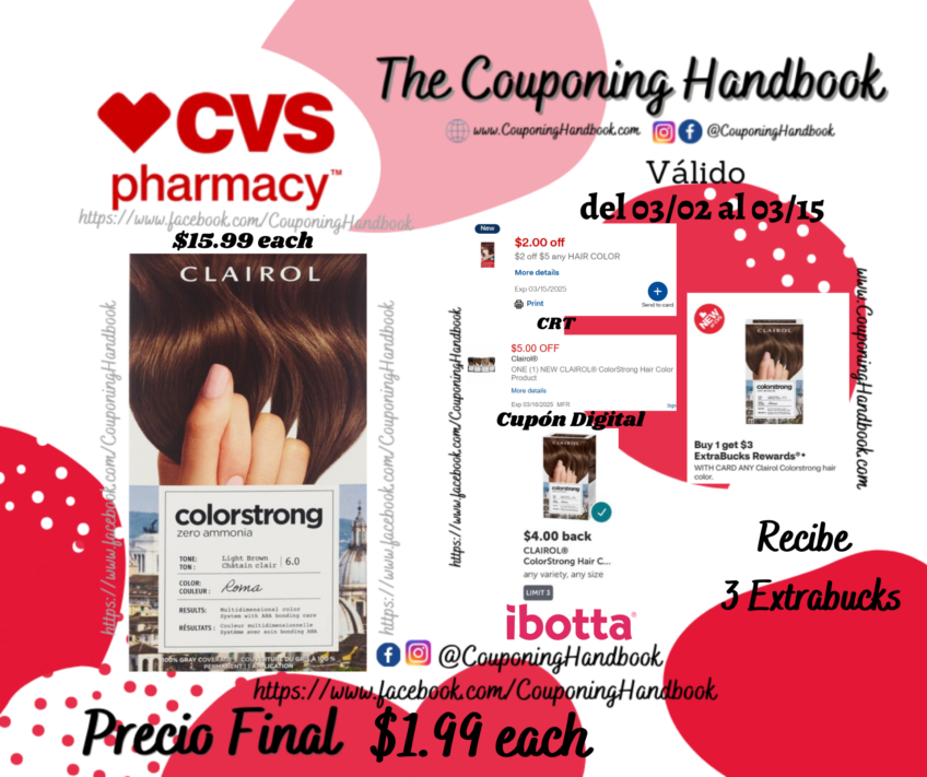 Clairol ColorStrong Zero Ammonia Permanent Hair Color por $1.99