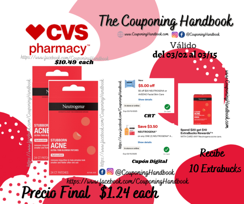 Neutrogena Stubborn Acne Hydrocolloid Blemish Patches por $1.24