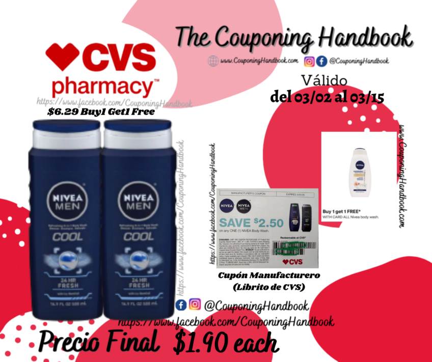 NIVEA Men Fresh Wave Body Wash, 16.9 OZ por $1.90