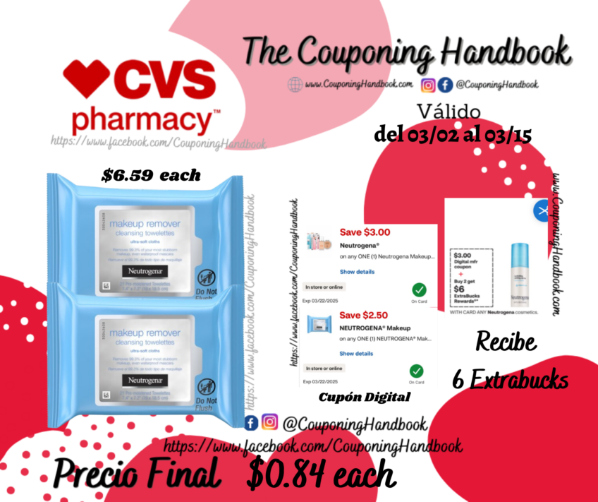 Neutrogena Makeup Remover Facial Cleansing Towelettes & Wipes, 21CT por $0.84