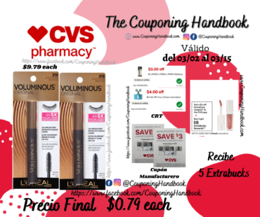 L’Oreal Paris Voluminous Original Washable Mascara por $0.79