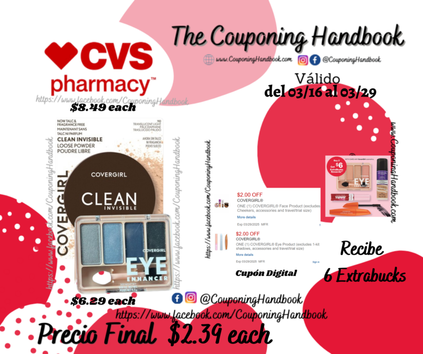 Productos Covergirl por $2.39