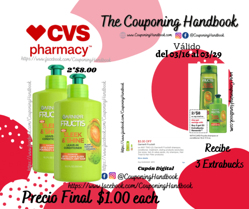 Garnier Fructis Sleek & Shine Intensely Smooth Leave-In Conditioning Cream por $1.00